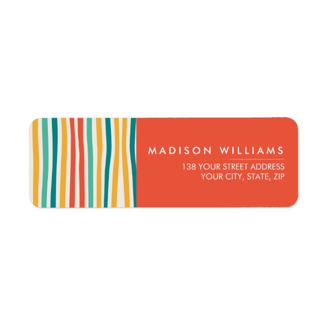 Colored Lines Modern Flowers Label (Front)