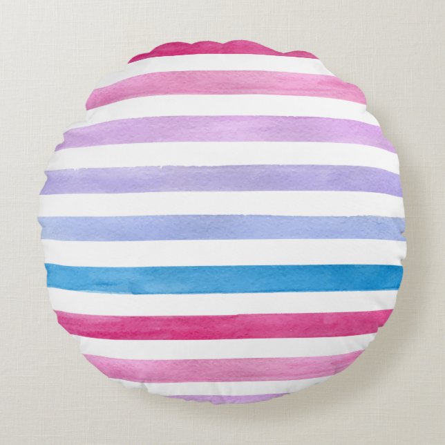 Colored lines round pillow (Front)