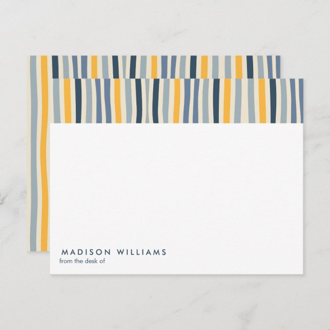 Colored Lines Stylish Trendy Modern Note Card (Front/Back)