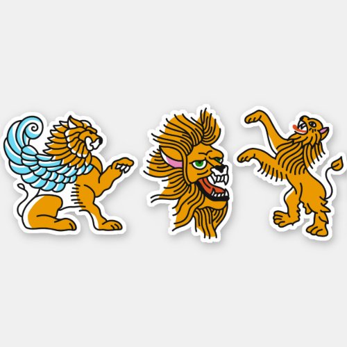 Colored lion tattoo set sticker
