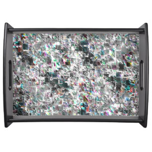 Colored look like square dvd cutouts, rough mosaic serving tray