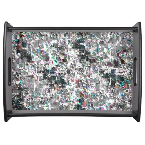 Colored look like square dvd cutouts rough mosaic serving tray