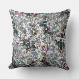 Colored look like square dvd cutouts, rough mosaic throw pillow