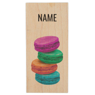 Colored macarons custom wood USB flash drive