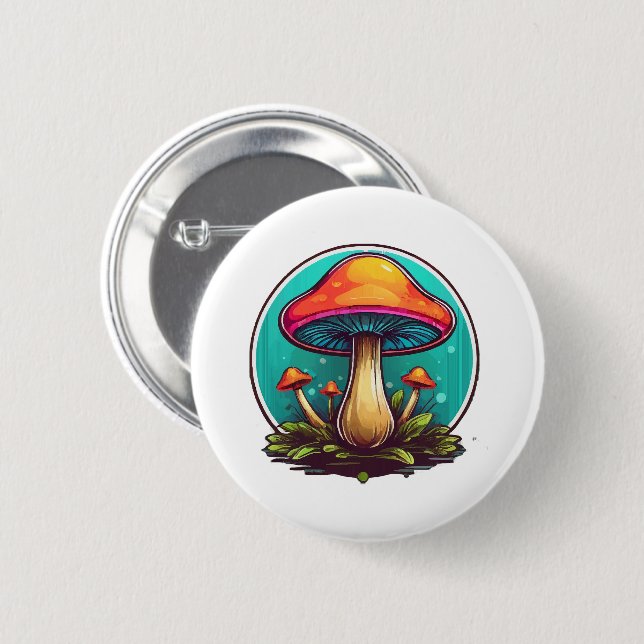 Colored Magic Mushrooms Button (Front & Back)