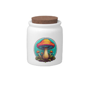 Colored Magic Mushrooms Candy Jar
