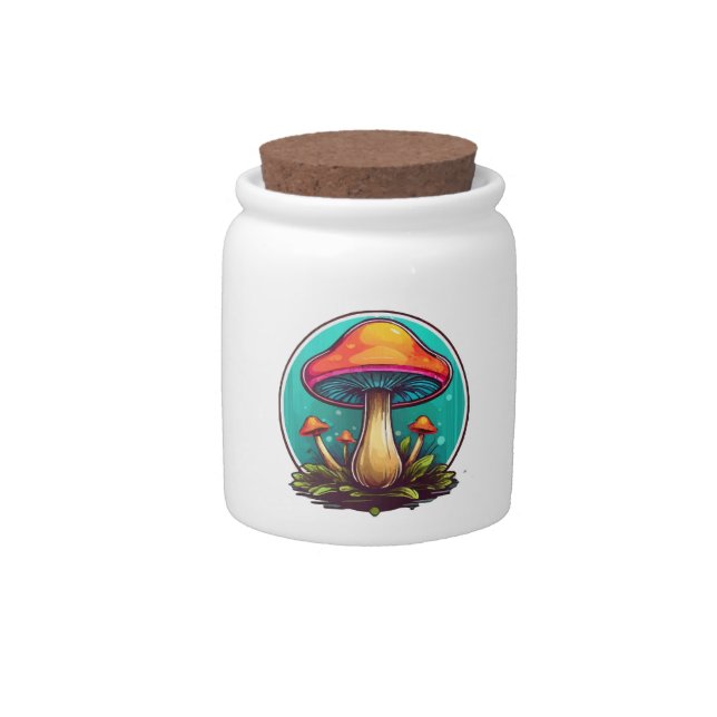 Colored Magic Mushrooms Candy Jar (Front)