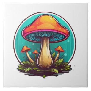 Colored Magic Mushrooms Ceramic Tile