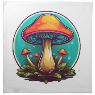 Colored Magic Mushrooms Cloth Napkin