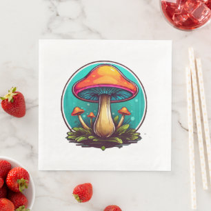 Colored Magic Mushrooms Paper Dinner Napkins