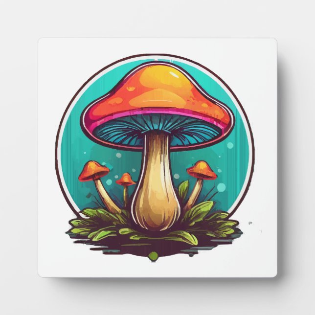 Colored Magic Mushrooms Plaque (Front)