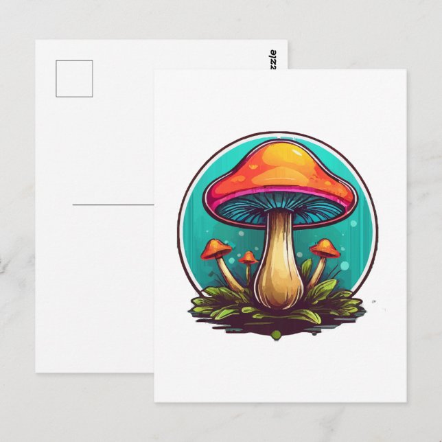 Colored Magic Mushrooms Postcard (Front/Back)