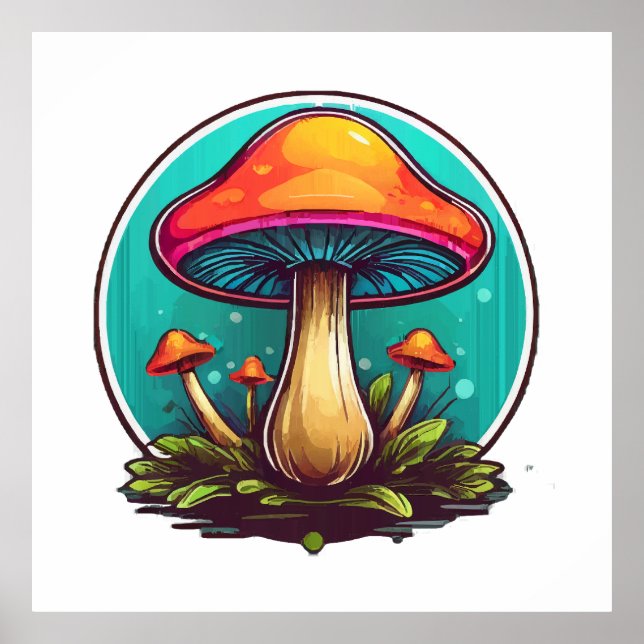 Colored Magic Mushrooms Poster (Front)