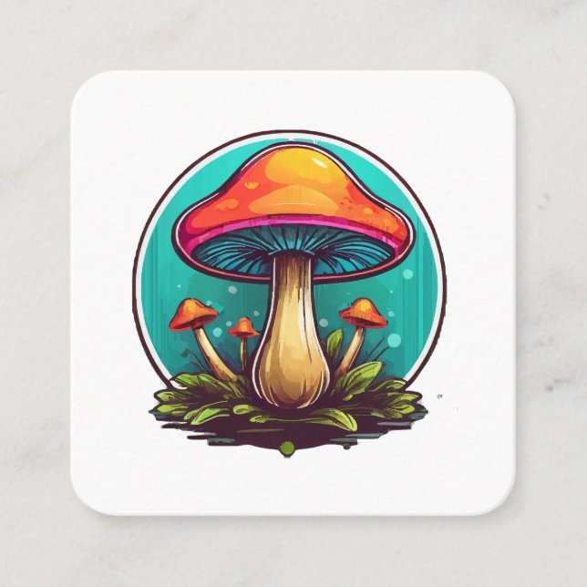 Colored Magic Mushrooms Square Business Card (Front)
