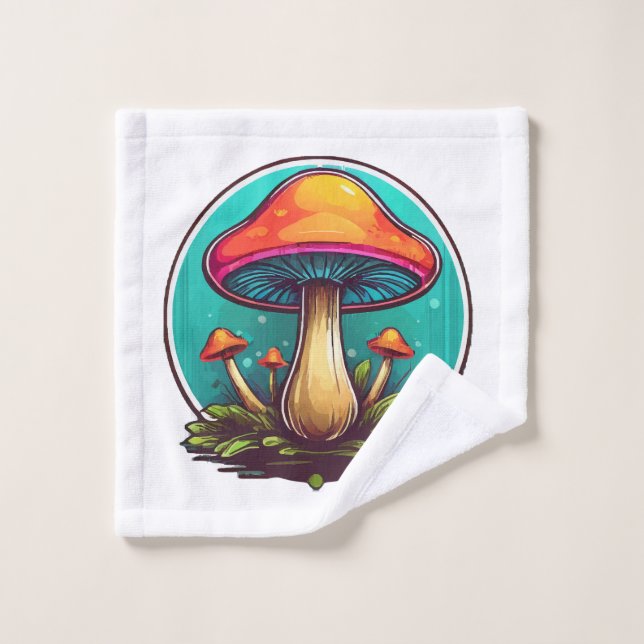 Colored Magic Mushrooms Wash Cloth (Wash Cloth)