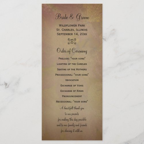 Colored Maple Leaves Wedding Program