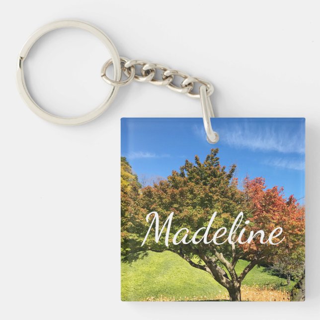 Colored Maple Tree in Autumn Keychain (Front)