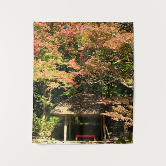 Colored Maple Trees and Rest House Tapestry (Front)