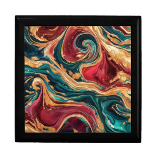 Colored Marble Wooden Jewelry Keepsake Box