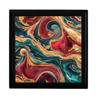 Colored Marble Wooden Jewelry Keepsake Box