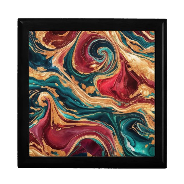 Colored Marble Wooden Jewelry Keepsake Box (Front)