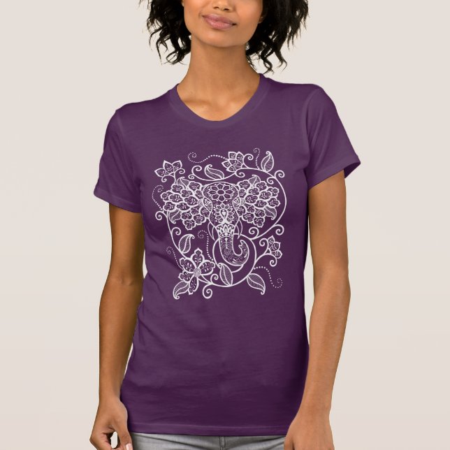 Colored Mehndi Elephant T-Shirt (Front)