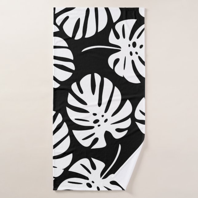 Colored monstera leaves seamless pattern bath towel (Bath Towel)