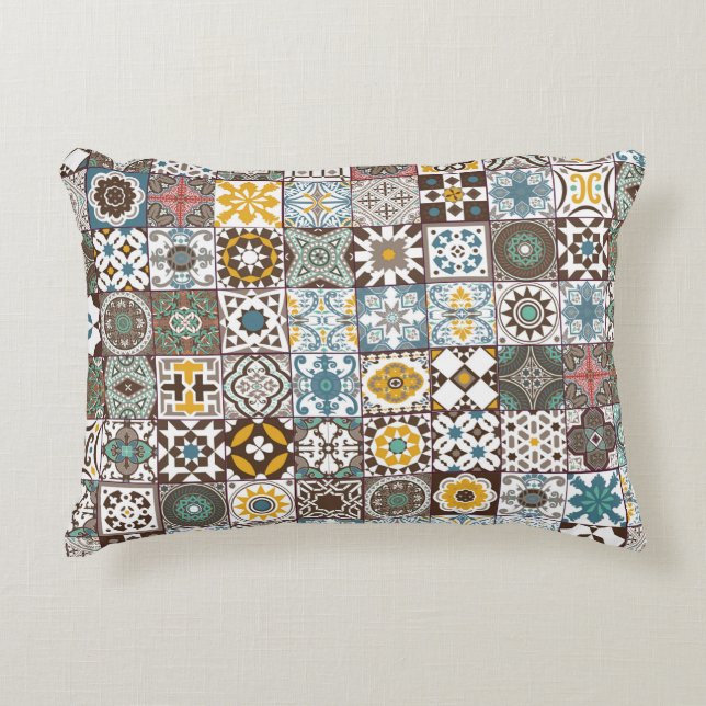 Colored Moroccan tile Accent Pillow (Front)