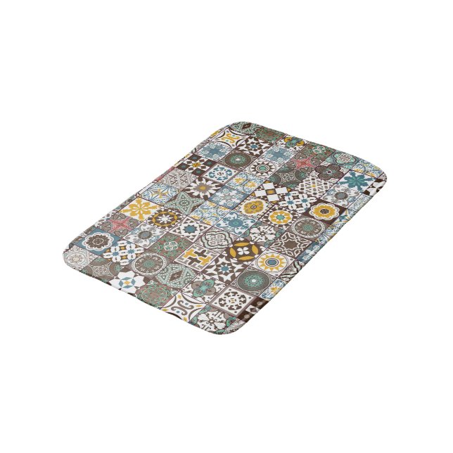 Colored Moroccan tile Bath Mat (Angled)