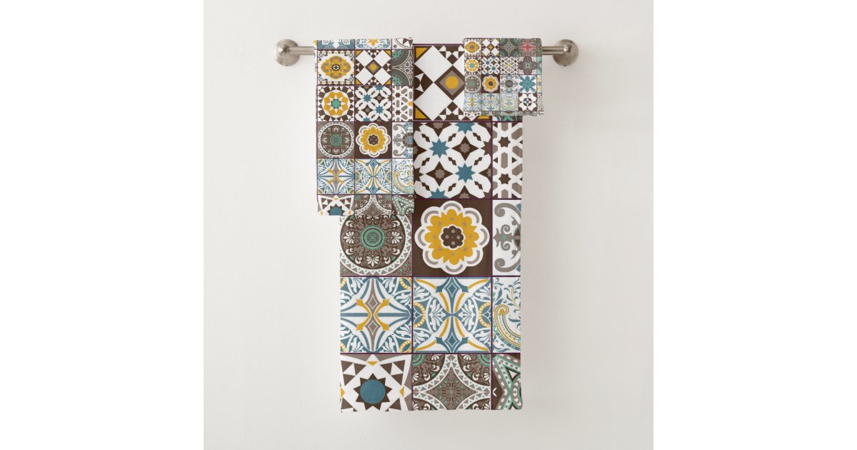 Colored Moroccan Tile Bath Towel Set Zazzle Com