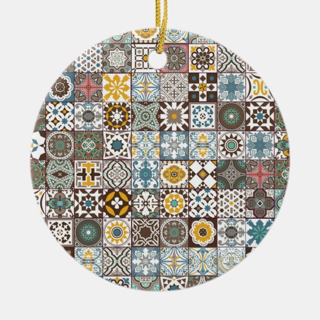Colored Moroccan tile Ceramic Ornament (Front)