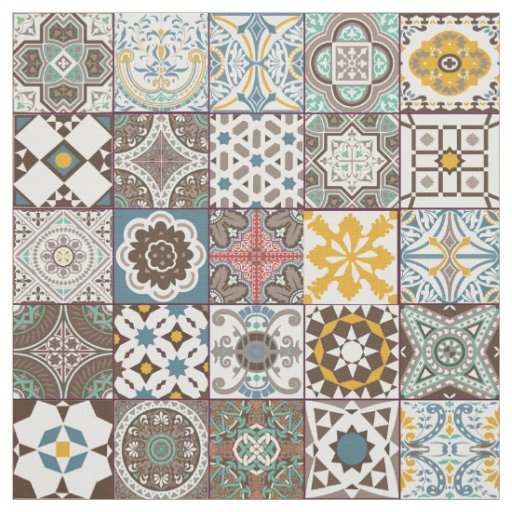 Colored Moroccan tile Fabric