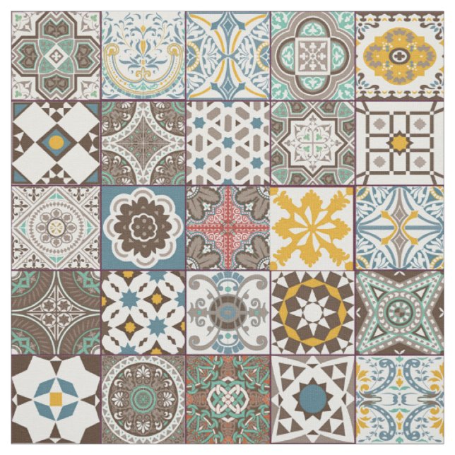Colored Moroccan tile Fabric (Swatch)