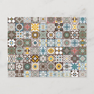 Colored Moroccan tile Postcard