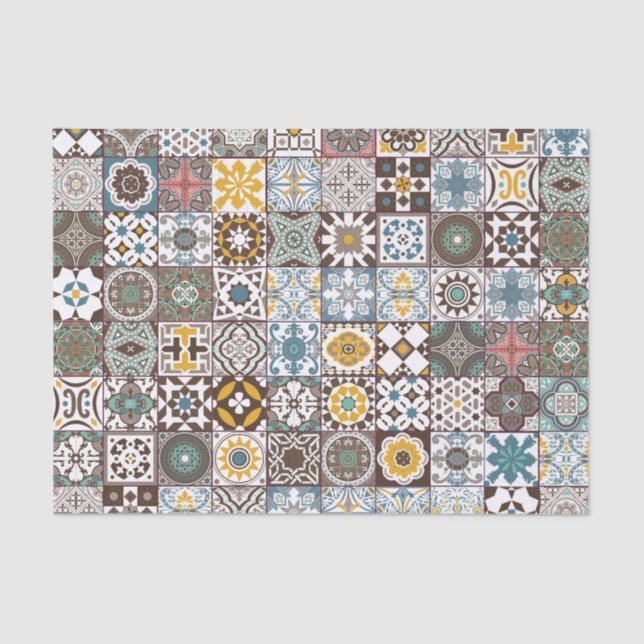 Colored Moroccan tile Tissue Paper (Front)