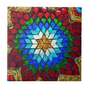 Colored mosaic art tile