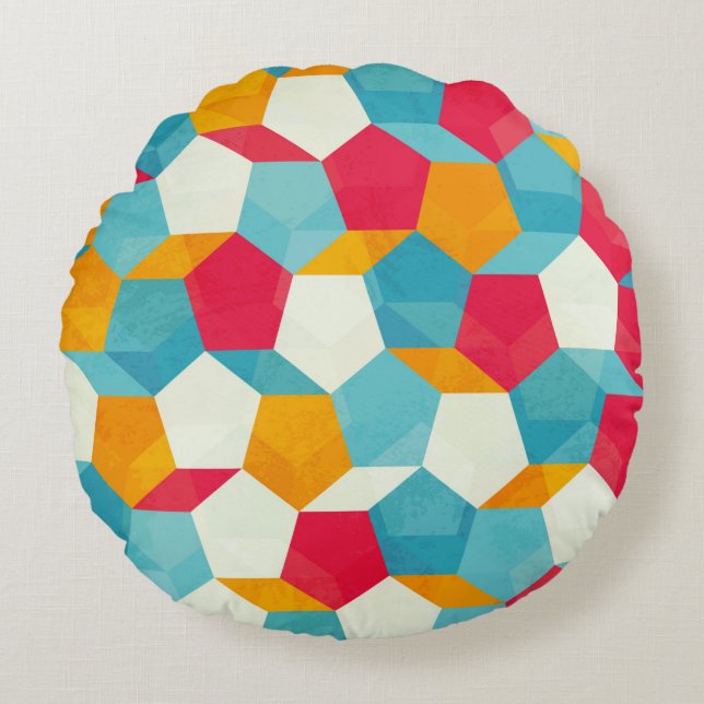 colored mosaic seamless pattern round pillow (Front)