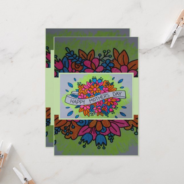 Colored Mother's Day Card (Front/Back In Situ)