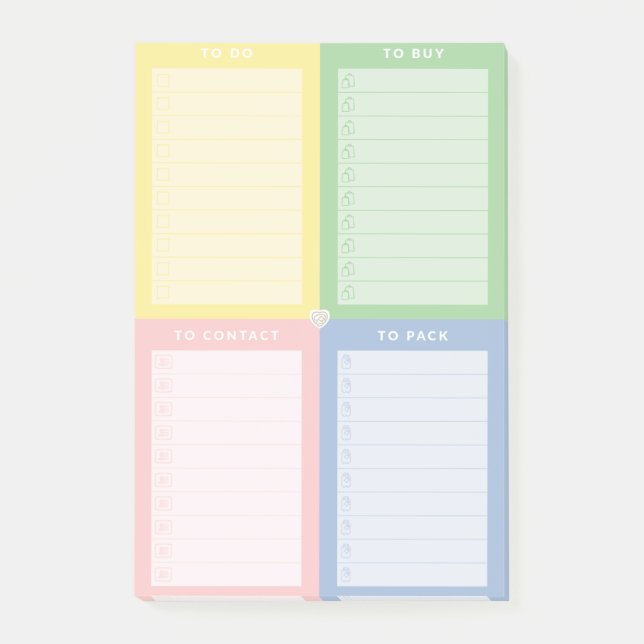Colored Multiple To-Do's Notepad (Front)
