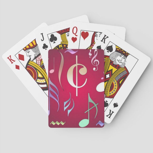 Colored Musical Notes Poker Cards (Back)