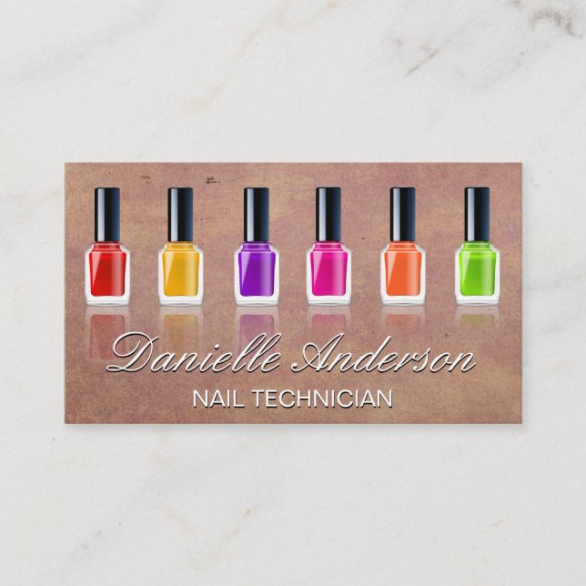 Colored Nail Polish Bottles Business Card (Front)