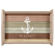 Colored Nautical Weathered Wood Anchor Serving Tray