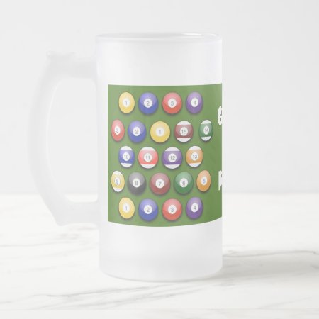Colored Numbered Pool Balls On A Beer Glass Frosted Glass Beer Mug