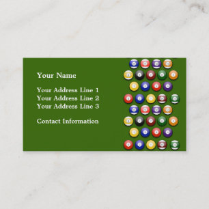 Colored Numbered Pool Balls on Business Card