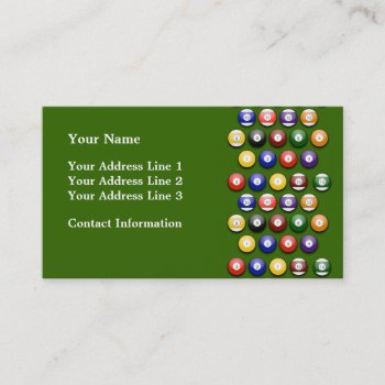 Colored Numbered Pool Balls On Business Card by DigitalDreambuilder at Zazzle