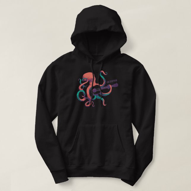 Colored octopus playing guitar hoodie (Design Front)