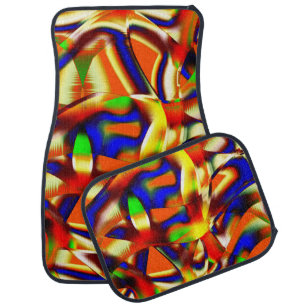 Colored of imposing colors, orange and blue fought car floor mat