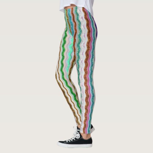 Colored of wavy stripes resembling snakeskin leggings