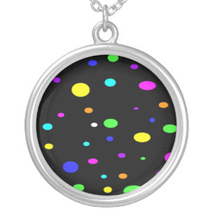 Colored Orbs-round sterling silver necklace