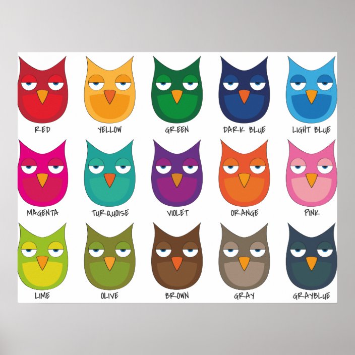 Colored Owls / Coloured Owls Poster